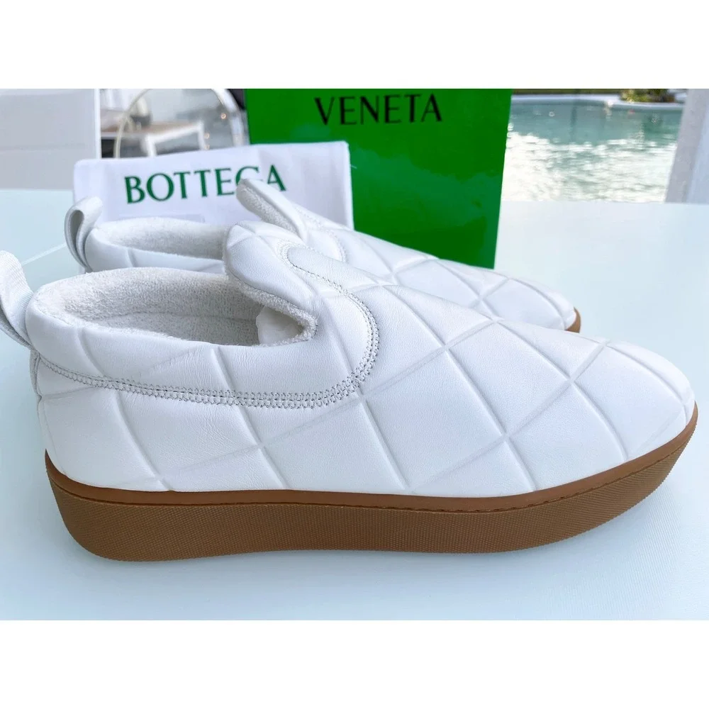 Bottega Veneta Mens 639736 Quilted Embossed White Lambskin Slipon Loafer shoe 43